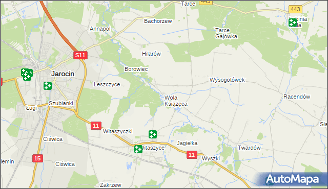 mapa Wola Książęca, Wola Książęca na mapie Targeo