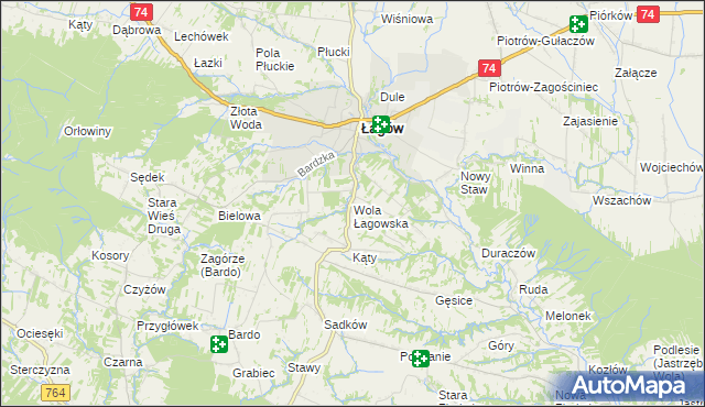 mapa Wola Łagowska, Wola Łagowska na mapie Targeo