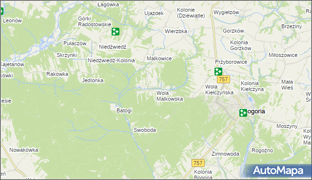 mapa Wola Malkowska, Wola Malkowska na mapie Targeo