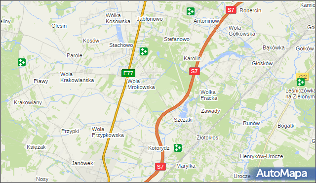 mapa Wola Mrokowska, Wola Mrokowska na mapie Targeo