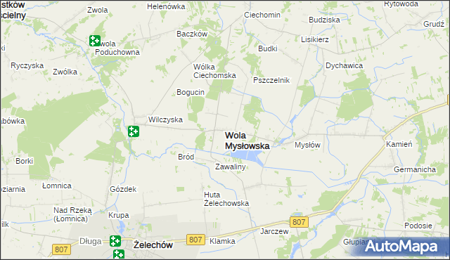 mapa Wola Mysłowska, Wola Mysłowska na mapie Targeo