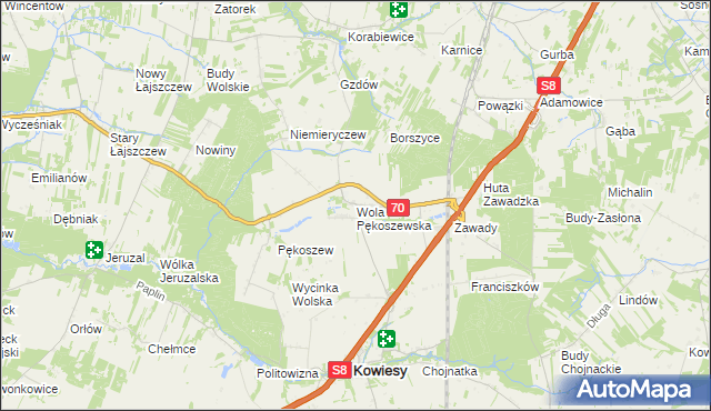 mapa Wola Pękoszewska, Wola Pękoszewska na mapie Targeo