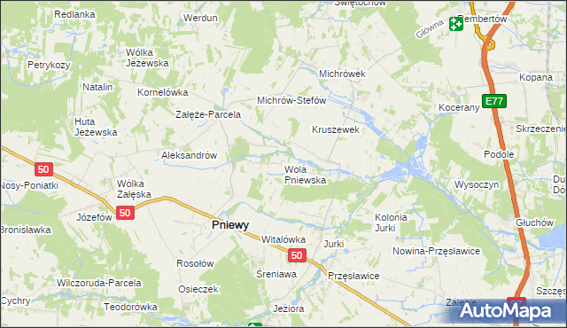 mapa Wola Pniewska, Wola Pniewska na mapie Targeo