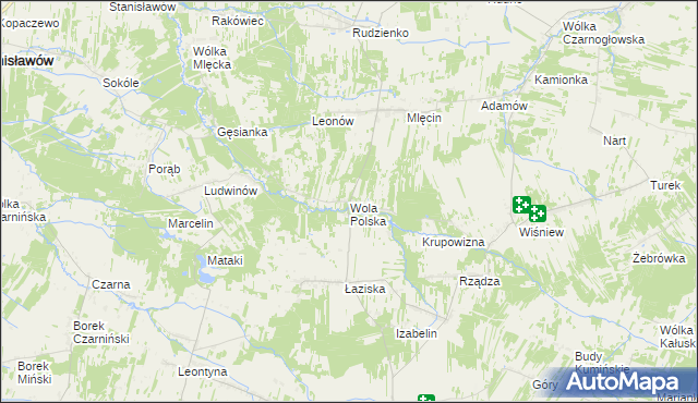 mapa Wola Polska gmina Jakubów, Wola Polska gmina Jakubów na mapie Targeo