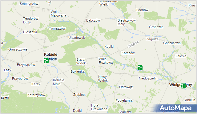 mapa Wola Rożkowa, Wola Rożkowa na mapie Targeo