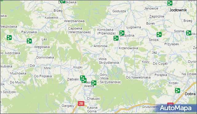 mapa Wola Skrzydlańska, Wola Skrzydlańska na mapie Targeo