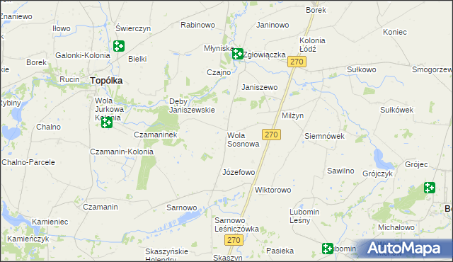mapa Wola Sosnowa, Wola Sosnowa na mapie Targeo