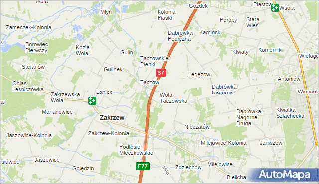 mapa Wola Taczowska, Wola Taczowska na mapie Targeo