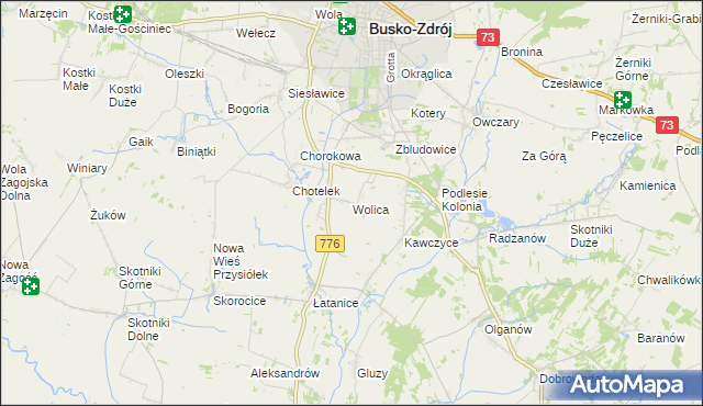 mapa Wolica gmina Busko-Zdrój, Wolica gmina Busko-Zdrój na mapie Targeo