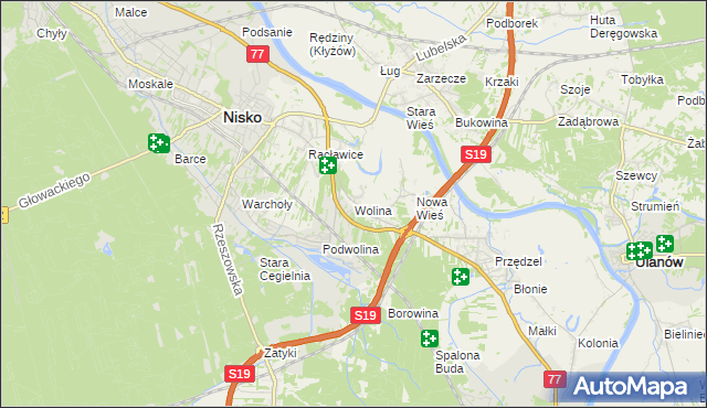 mapa Wolina, Wolina na mapie Targeo