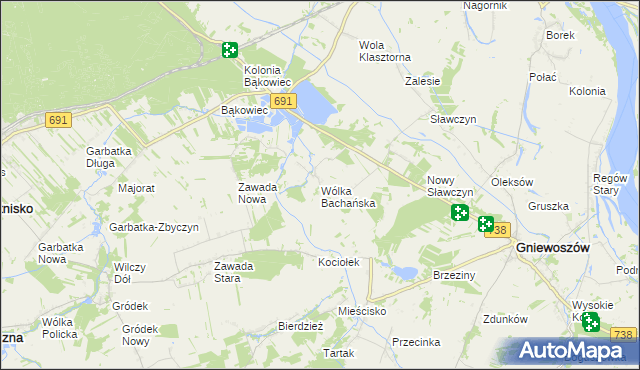 mapa Wólka Bachańska, Wólka Bachańska na mapie Targeo