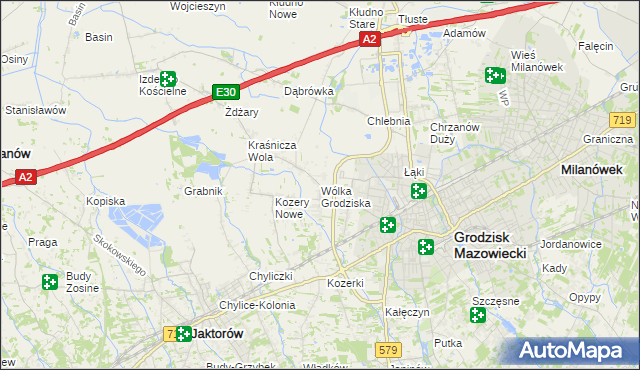 mapa Wólka Grodziska gmina Grodzisk Mazowiecki, Wólka Grodziska gmina Grodzisk Mazowiecki na mapie Targeo