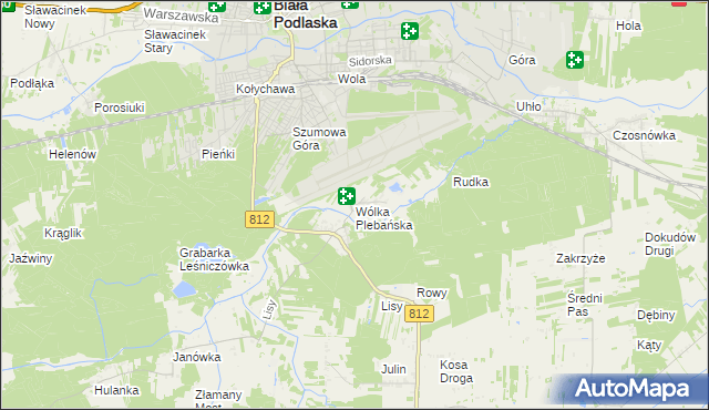 mapa Wólka Plebańska gmina Biała Podlaska, Wólka Plebańska gmina Biała Podlaska na mapie Targeo