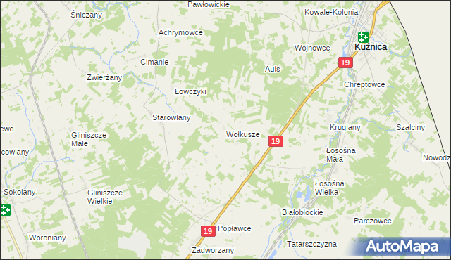 mapa Wołkusze, Wołkusze na mapie Targeo