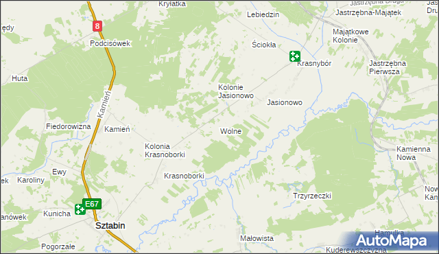 mapa Wolne, Wolne na mapie Targeo