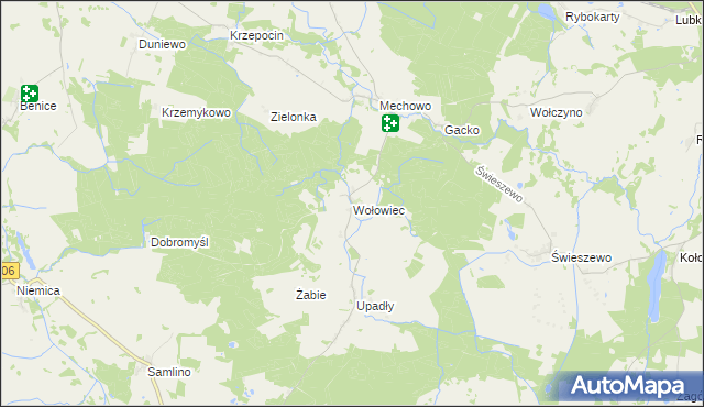 mapa Wołowiec gmina Golczewo, Wołowiec gmina Golczewo na mapie Targeo