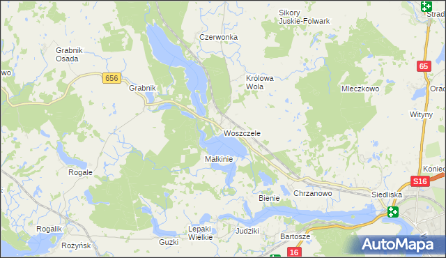 mapa Woszczele, Woszczele na mapie Targeo