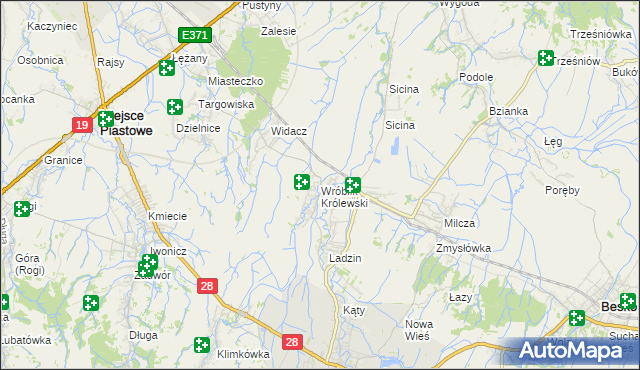 mapa Wróblik Królewski, Wróblik Królewski na mapie Targeo