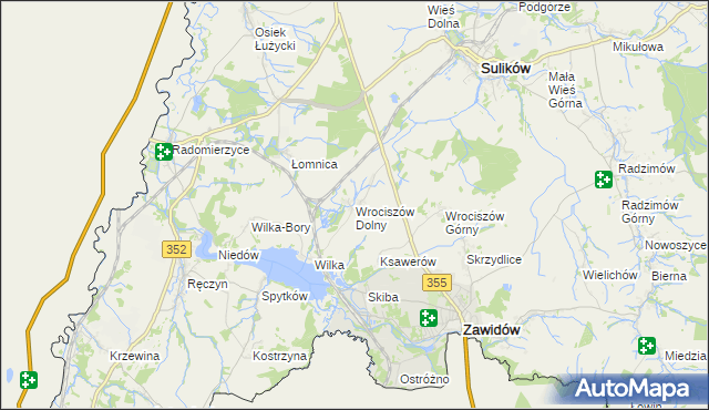 mapa Wrociszów Dolny, Wrociszów Dolny na mapie Targeo