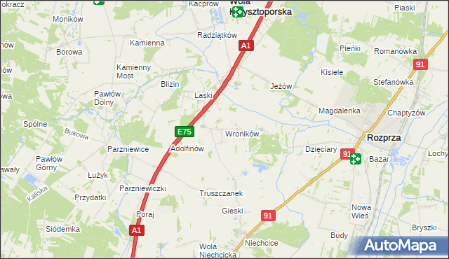 mapa Wroników, Wroników na mapie Targeo