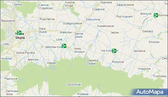 mapa Wronów gmina Waśniów, Wronów gmina Waśniów na mapie Targeo