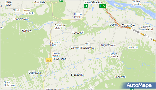 mapa Wrzosówka gmina Czosnów, Wrzosówka gmina Czosnów na mapie Targeo