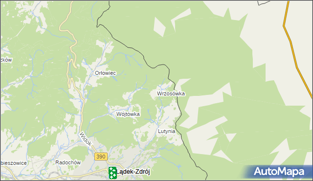 mapa Wrzosówka gmina Lądek-Zdrój, Wrzosówka gmina Lądek-Zdrój na mapie Targeo