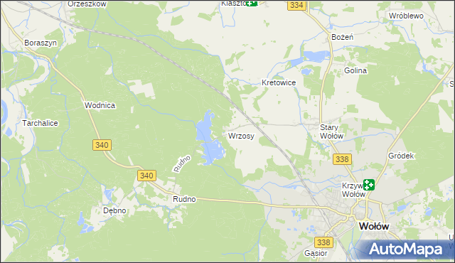 mapa Wrzosy gmina Wołów, Wrzosy gmina Wołów na mapie Targeo