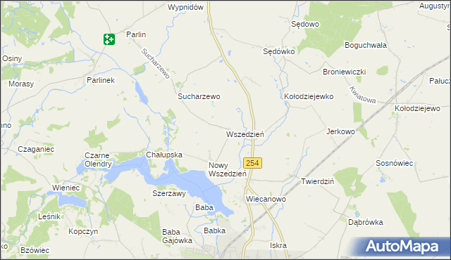 mapa Wszedzień gmina Mogilno, Wszedzień gmina Mogilno na mapie Targeo
