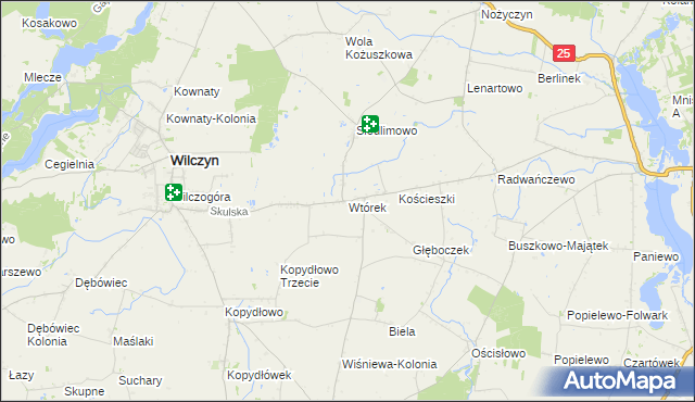 mapa Wtórek gmina Wilczyn, Wtórek gmina Wilczyn na mapie Targeo