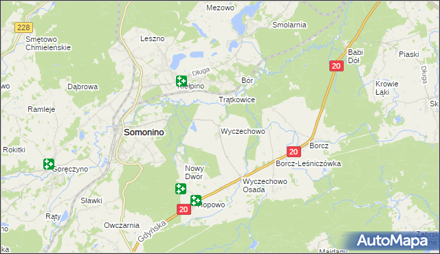 mapa Wyczechowo, Wyczechowo na mapie Targeo