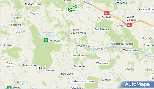 mapa Wygnanka gmina Mszczonów, Wygnanka gmina Mszczonów na mapie Targeo