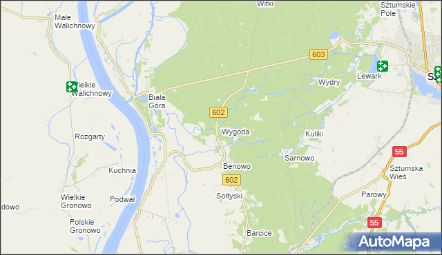 mapa Wygoda gmina Sztum, Wygoda gmina Sztum na mapie Targeo