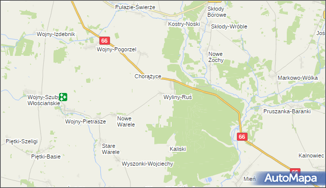 mapa Wyliny-Ruś, Wyliny-Ruś na mapie Targeo