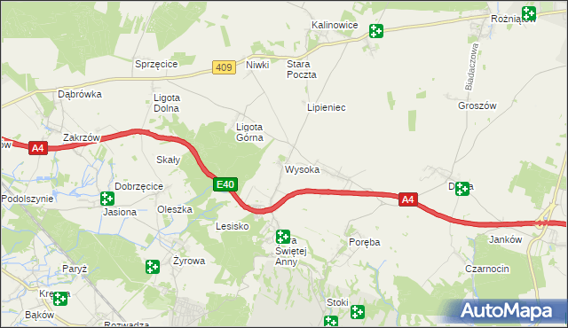 mapa Wysoka gmina Leśnica, Wysoka gmina Leśnica na mapie Targeo