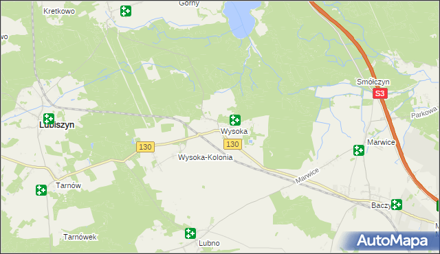 mapa Wysoka gmina Lubiszyn, Wysoka gmina Lubiszyn na mapie Targeo