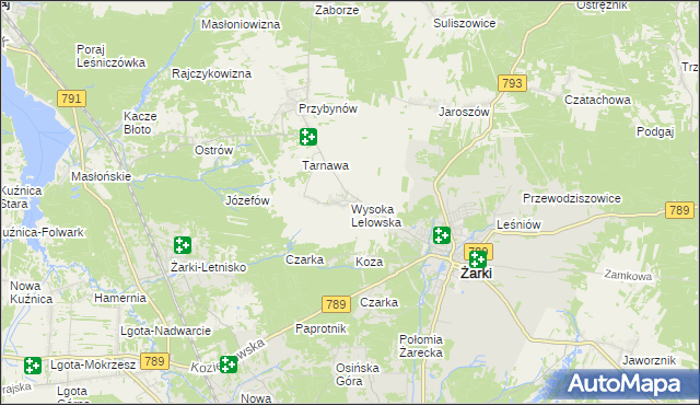 mapa Wysoka Lelowska, Wysoka Lelowska na mapie Targeo