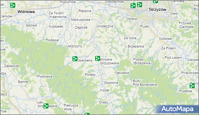 mapa Wysoka Strzyżowska, Wysoka Strzyżowska na mapie Targeo