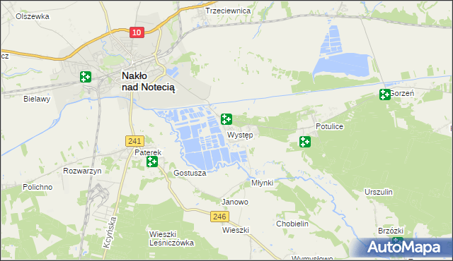 mapa Występ gmina Nakło nad Notecią, Występ gmina Nakło nad Notecią na mapie Targeo