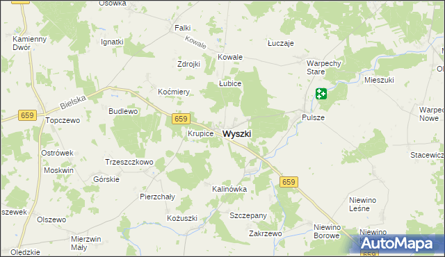 mapa Wyszki powiat bielski, Wyszki powiat bielski na mapie Targeo