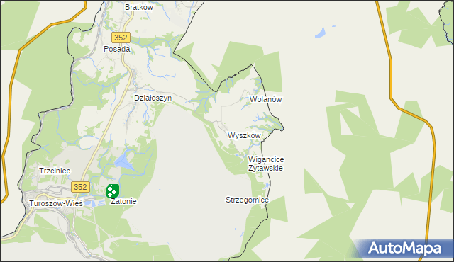 mapa Wyszków gmina Bogatynia, Wyszków gmina Bogatynia na mapie Targeo