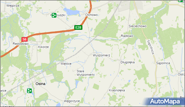 mapa Wyszomierz gmina Nowogard, Wyszomierz gmina Nowogard na mapie Targeo