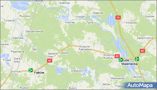 mapa Wyszyna Fałkowska, Wyszyna Fałkowska na mapie Targeo