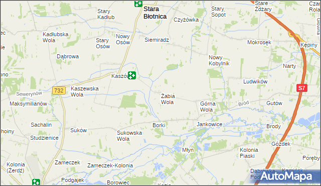 mapa Żabia Wola gmina Stara Błotnica, Żabia Wola gmina Stara Błotnica na mapie Targeo