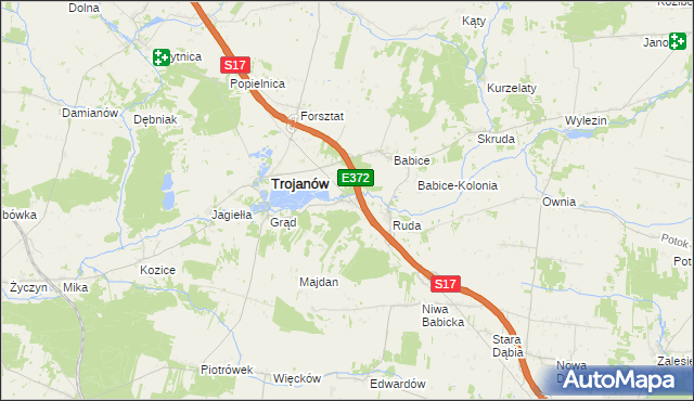 mapa Żabianka gmina Trojanów, Żabianka gmina Trojanów na mapie Targeo