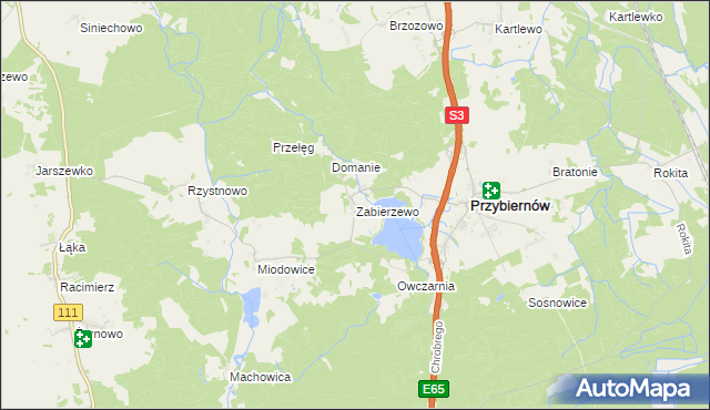 mapa Zabierzewo, Zabierzewo na mapie Targeo