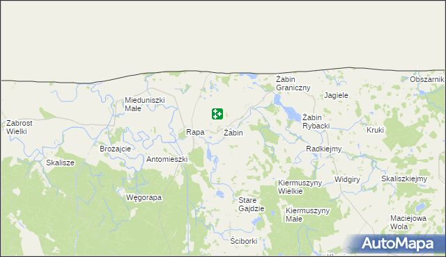 mapa Żabin gmina Banie Mazurskie, Żabin gmina Banie Mazurskie na mapie Targeo