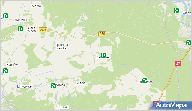 mapa Zabłocie gmina Jasień, Zabłocie gmina Jasień na mapie Targeo