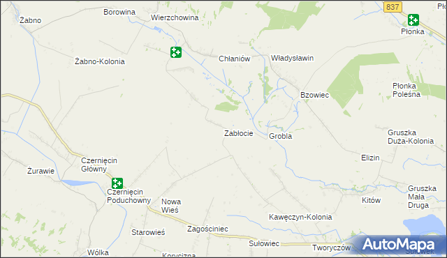 mapa Zabłocie gmina Turobin, Zabłocie gmina Turobin na mapie Targeo