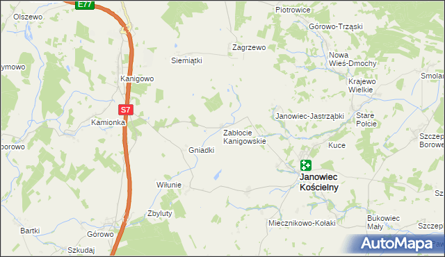 mapa Zabłocie Kanigowskie, Zabłocie Kanigowskie na mapie Targeo